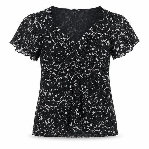 Marks & Spencer Women Black White UK 12 Floral Wrap Flutter Sleeve Blouse