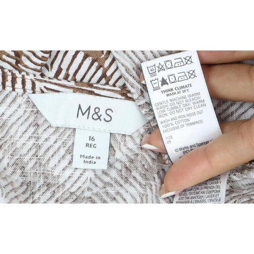Marks and Spencer Women Brown Geometric V-Neck Wrap Blouse UK 16