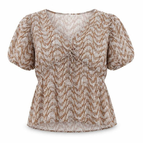 Marks and Spencer Women Brown Geometric V-Neck Wrap Blouse UK 16