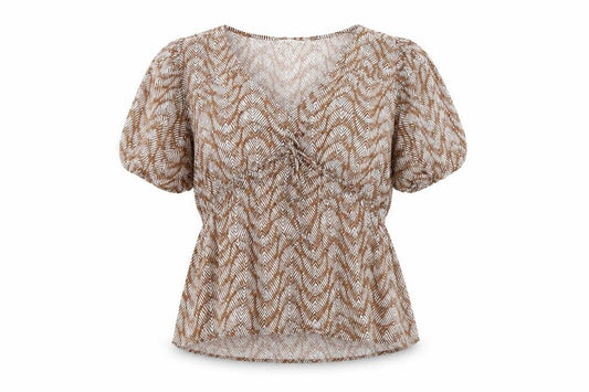 Marks and Spencer Women Brown Geometric V-Neck Wrap Blouse UK 16