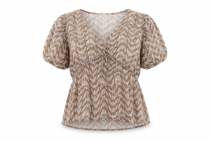 Marks and Spencer Women Brown Geometric V-Neck Wrap Blouse UK 16