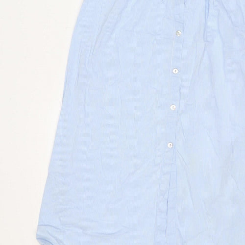 Zara Woman Blue White Stripe M Off Shoulder Belted Midi Dress