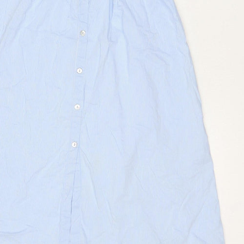 Zara Woman Blue White Stripe M Off Shoulder Belted Midi Dress
