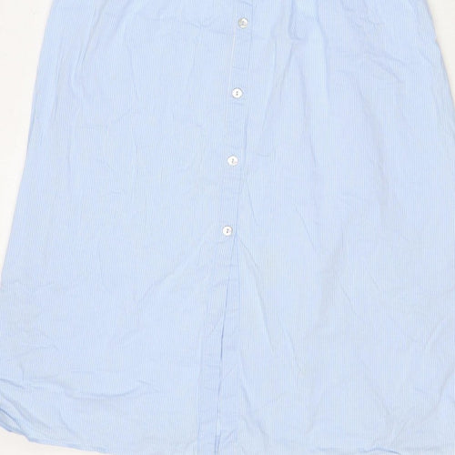 Zara Woman Blue White Stripe M Off Shoulder Belted Midi Dress