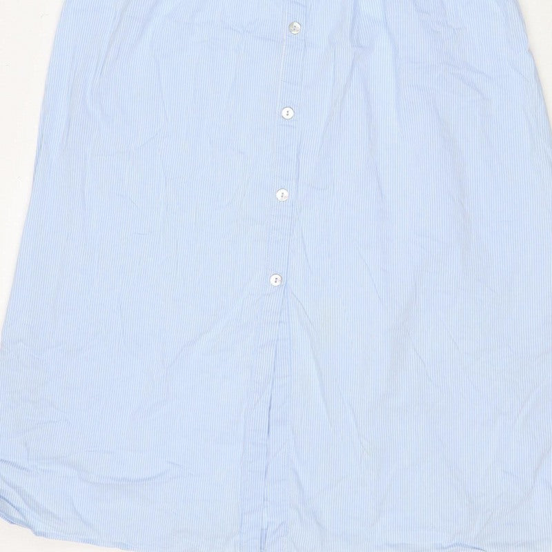 Zara Woman Blue White Stripe M Off Shoulder Belted Midi Dress