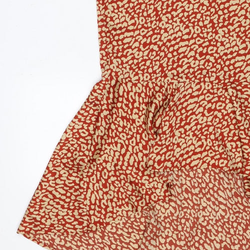 PrettyLittleThing Women Red Animal Print Maxi Dress UK 6 Strappy