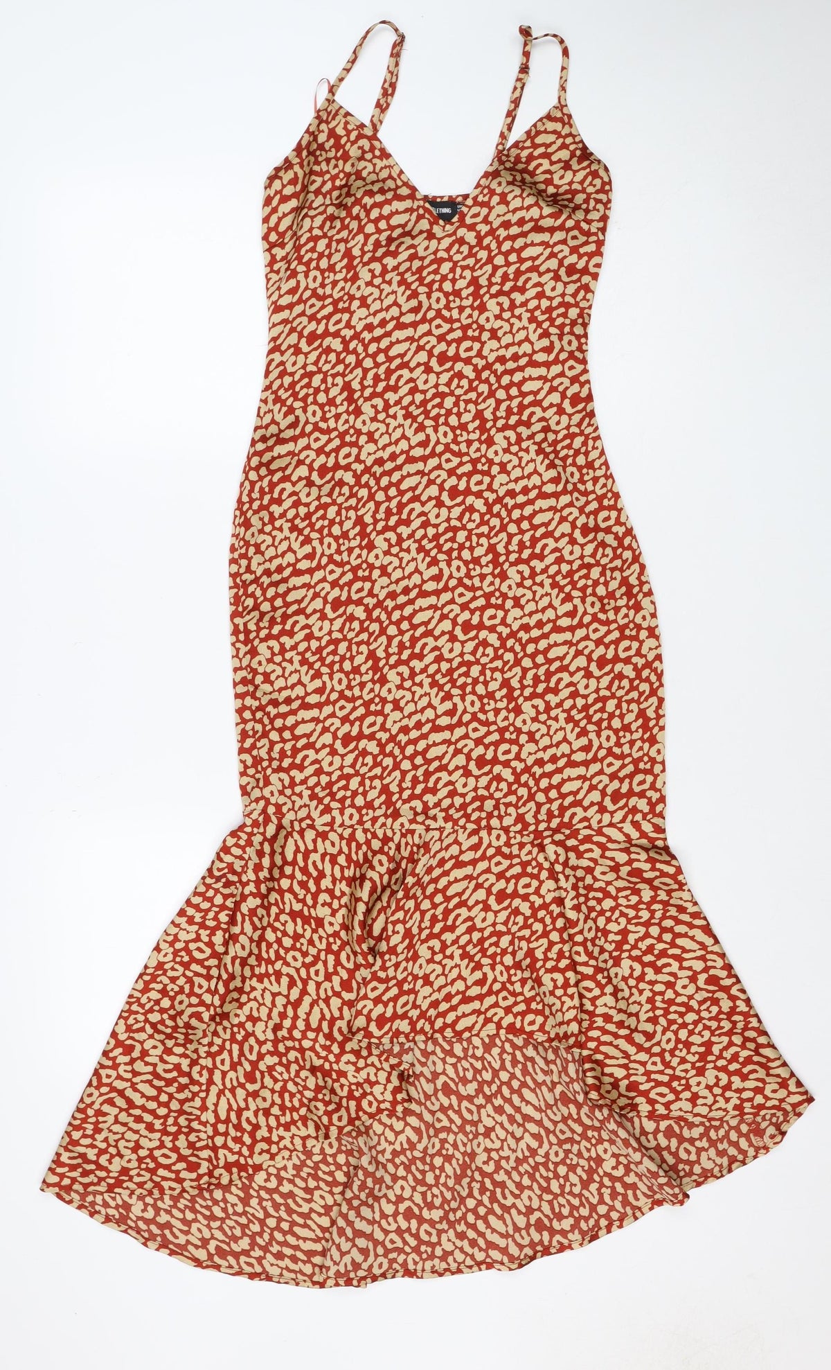 PrettyLittleThing Women Red Animal Print Maxi Dress UK 6 Strappy