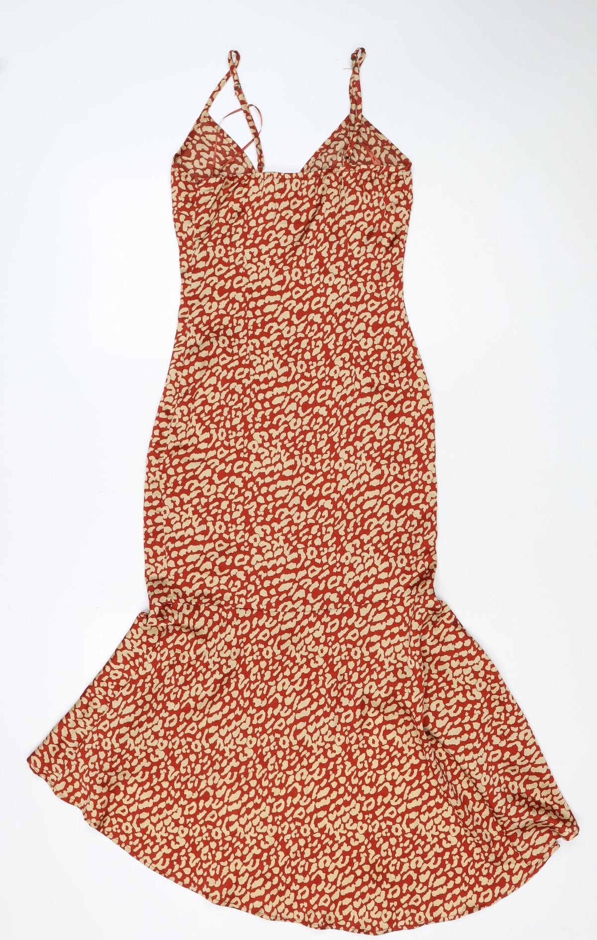 PrettyLittleThing Women Red Animal Print Maxi Dress UK 6 Strappy