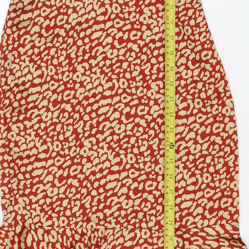 PrettyLittleThing Women Red Animal Print Maxi Dress UK 6 Strappy