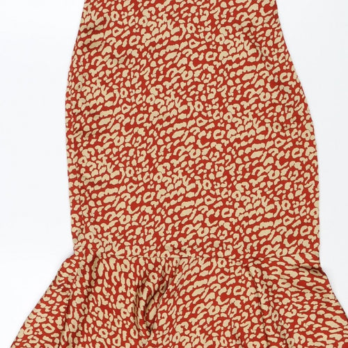 PrettyLittleThing Women Red Animal Print Maxi Dress UK 6 Strappy