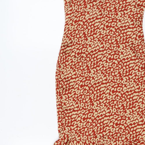 PrettyLittleThing Women Red Animal Print Maxi Dress UK 6 Strappy
