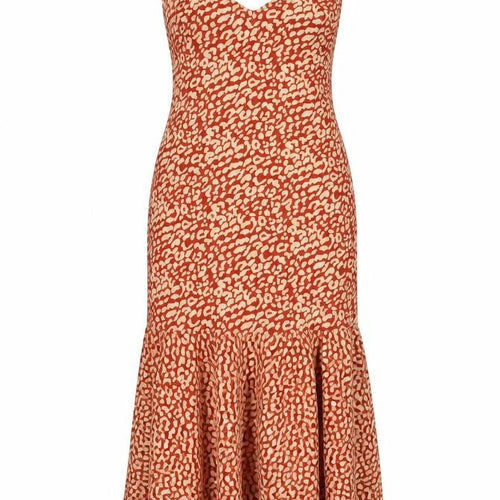 PrettyLittleThing Women Red Animal Print Maxi Dress UK 6 Strappy