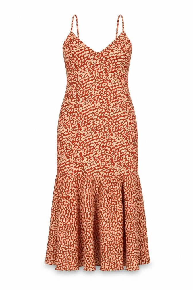 PrettyLittleThing Women Red Animal Print Maxi Dress UK 6 Strappy
