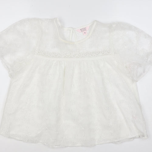 Mela London Women Ivory UK 14 Petite Embroidered Lace Floral Blouse