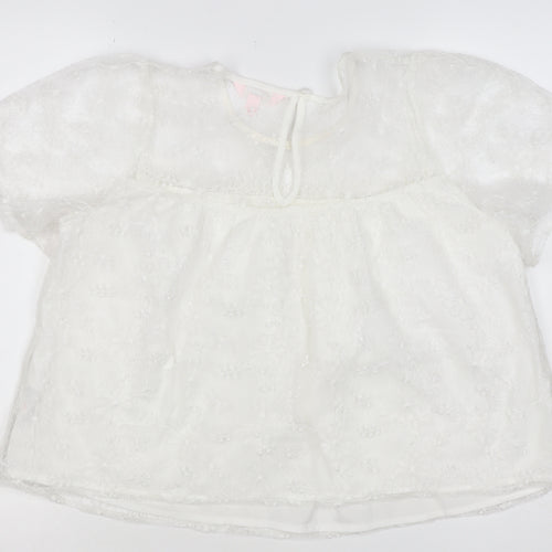 Mela London Women Ivory UK 14 Petite Embroidered Lace Floral Blouse