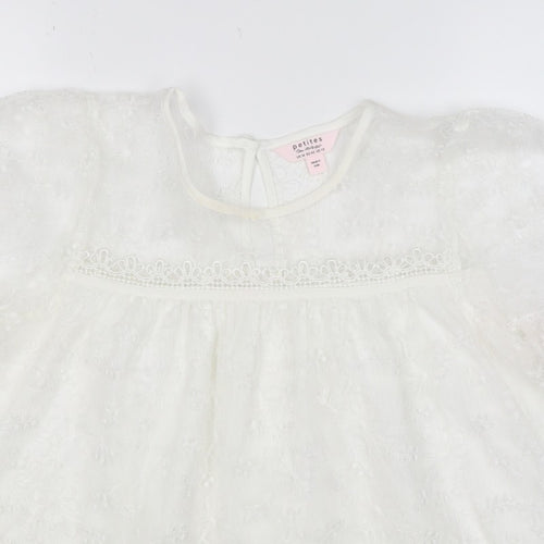 Mela London Women Ivory UK 14 Petite Embroidered Lace Floral Blouse