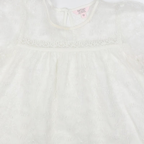 Mela London Women Ivory UK 14 Petite Embroidered Lace Floral Blouse