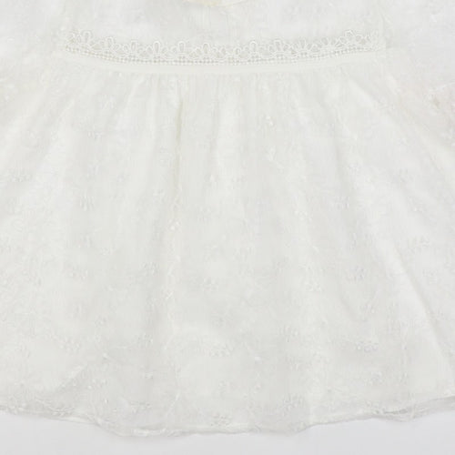 Mela London Women Ivory UK 14 Petite Embroidered Lace Floral Blouse