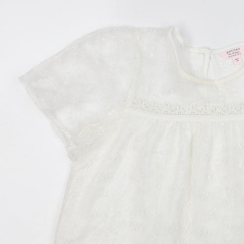 Mela London Women Ivory UK 14 Petite Embroidered Lace Floral Blouse