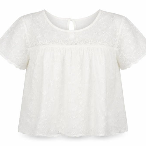 Mela London Women Ivory UK 14 Petite Embroidered Lace Floral Blouse
