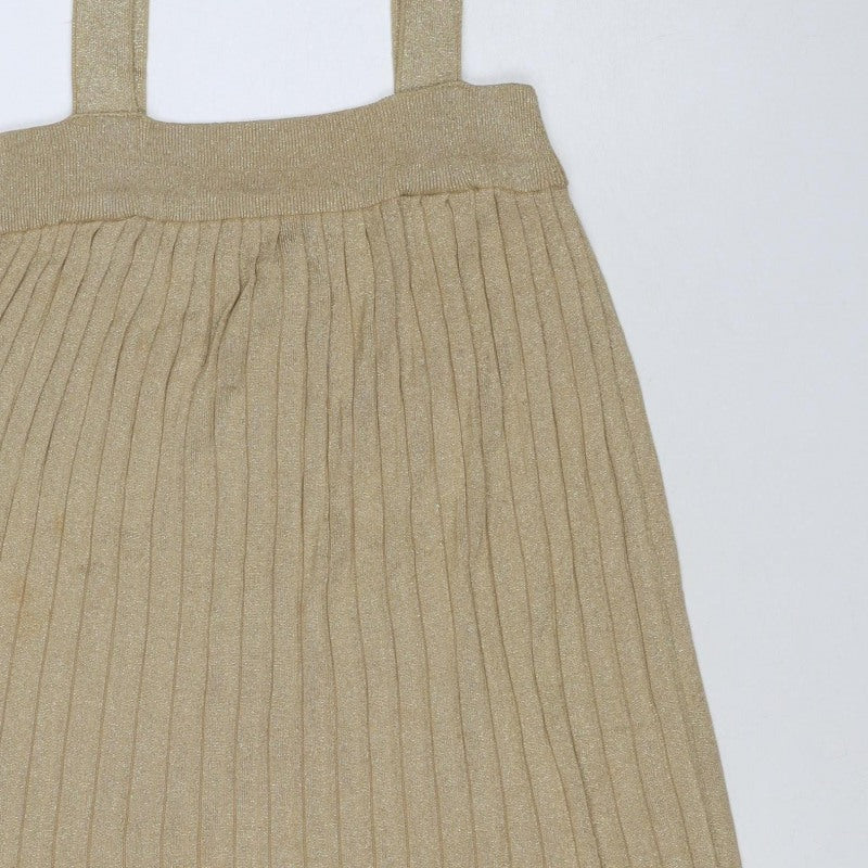 H&M Women Gold XS Ribbed Metallic Knit Bodycon Knee Length Dress