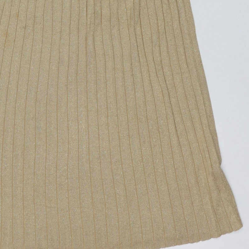 H&M Women Gold XS Ribbed Metallic Knit Bodycon Knee Length Dress