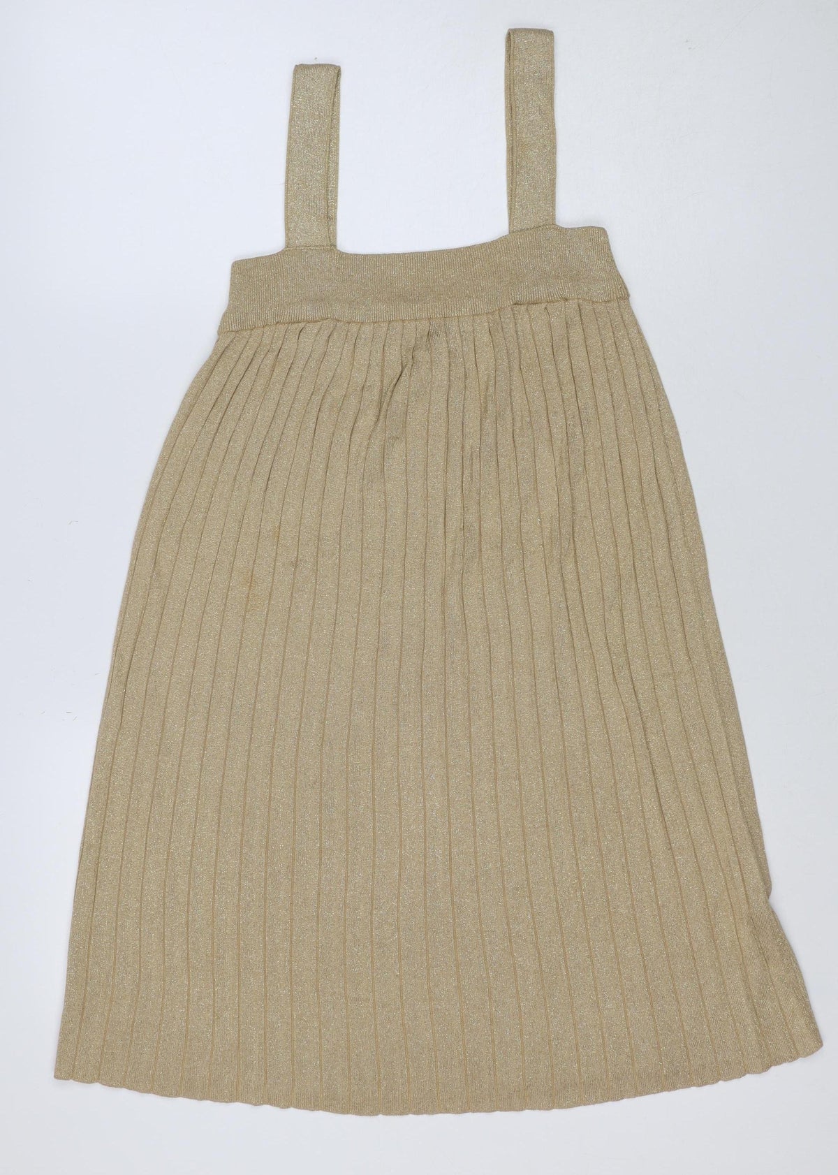 H&M Women Gold XS Ribbed Metallic Knit Bodycon Knee Length Dress