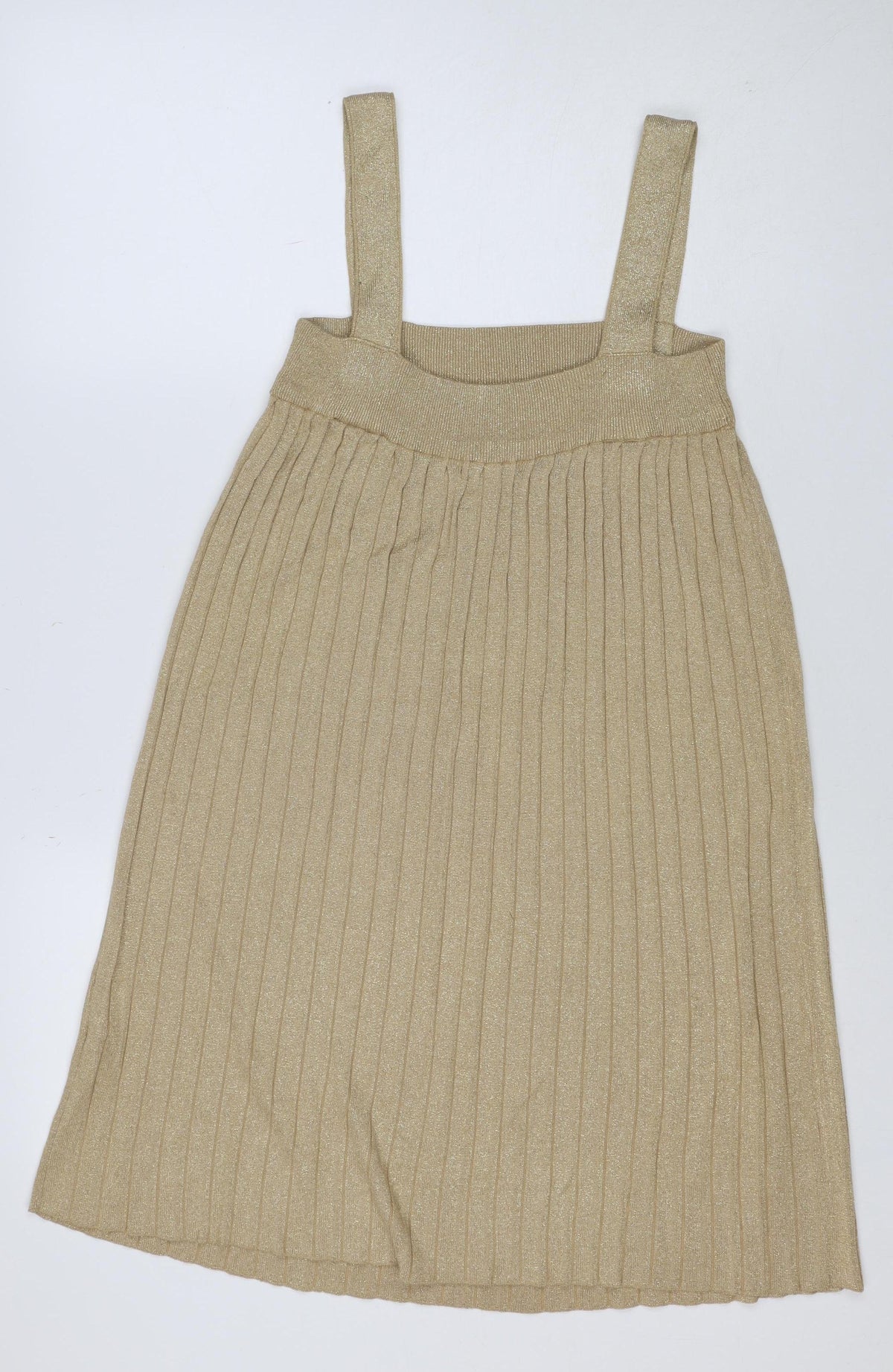 H&M Women Gold XS Ribbed Metallic Knit Bodycon Knee Length Dress
