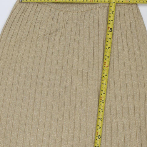 H&M Women Gold XS Ribbed Metallic Knit Bodycon Knee Length Dress