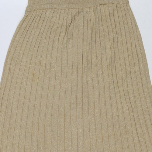 H&M Women Gold XS Ribbed Metallic Knit Bodycon Knee Length Dress