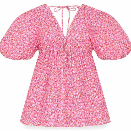 Zara Women Pink Floral Pleated Fit & Flare Short Dress Size S