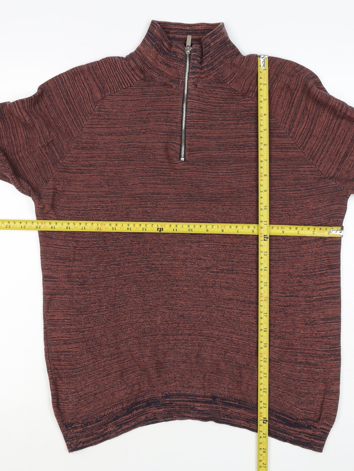 Primark Men’s Brown Marl 1/4 Zip High Neck Knit Jumper Size L
