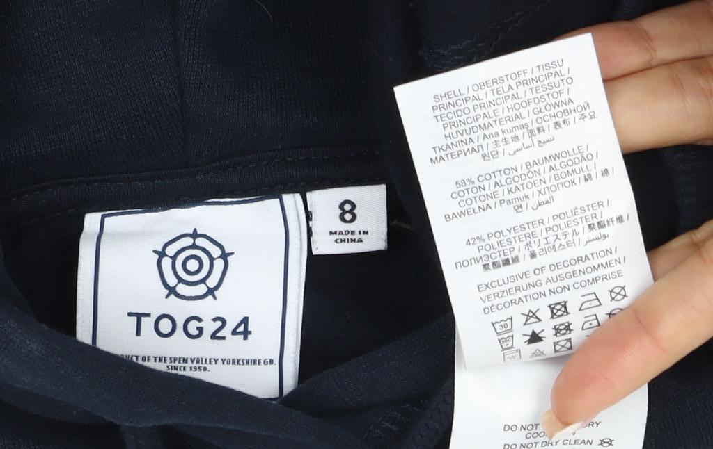 Additional view of TOG24 Women’s Black UK 8 Pullover Hoodie Logo Pockets