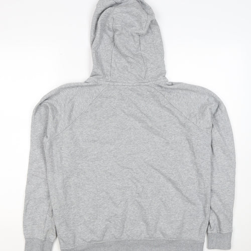 Nike Women Grey Logo Pullover Hoodie M Cotton Blend