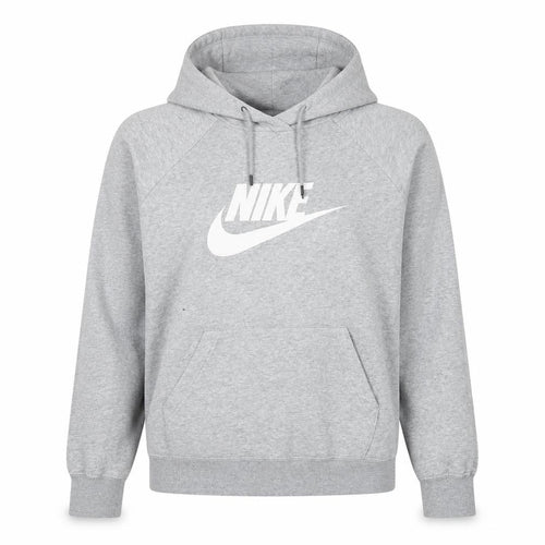 Nike Women Grey Logo Pullover Hoodie M Cotton Blend