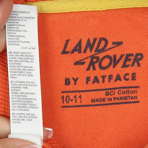 FatFace Boys Orange Land Rover Graphic Pullover Hoodie Age 10-11