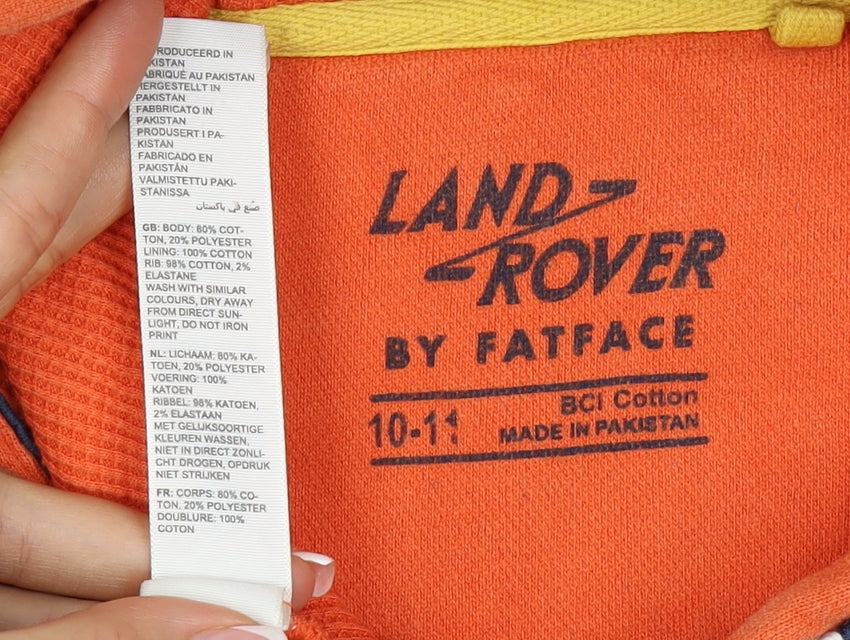 FatFace Boys Orange Land Rover Graphic Pullover Hoodie Age 10-11