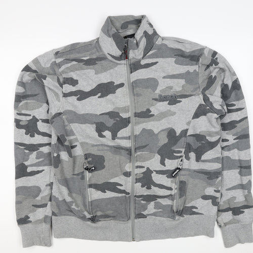 Bench Men’s Grey Camo Full Zip High Neck Sweatshirt Size L