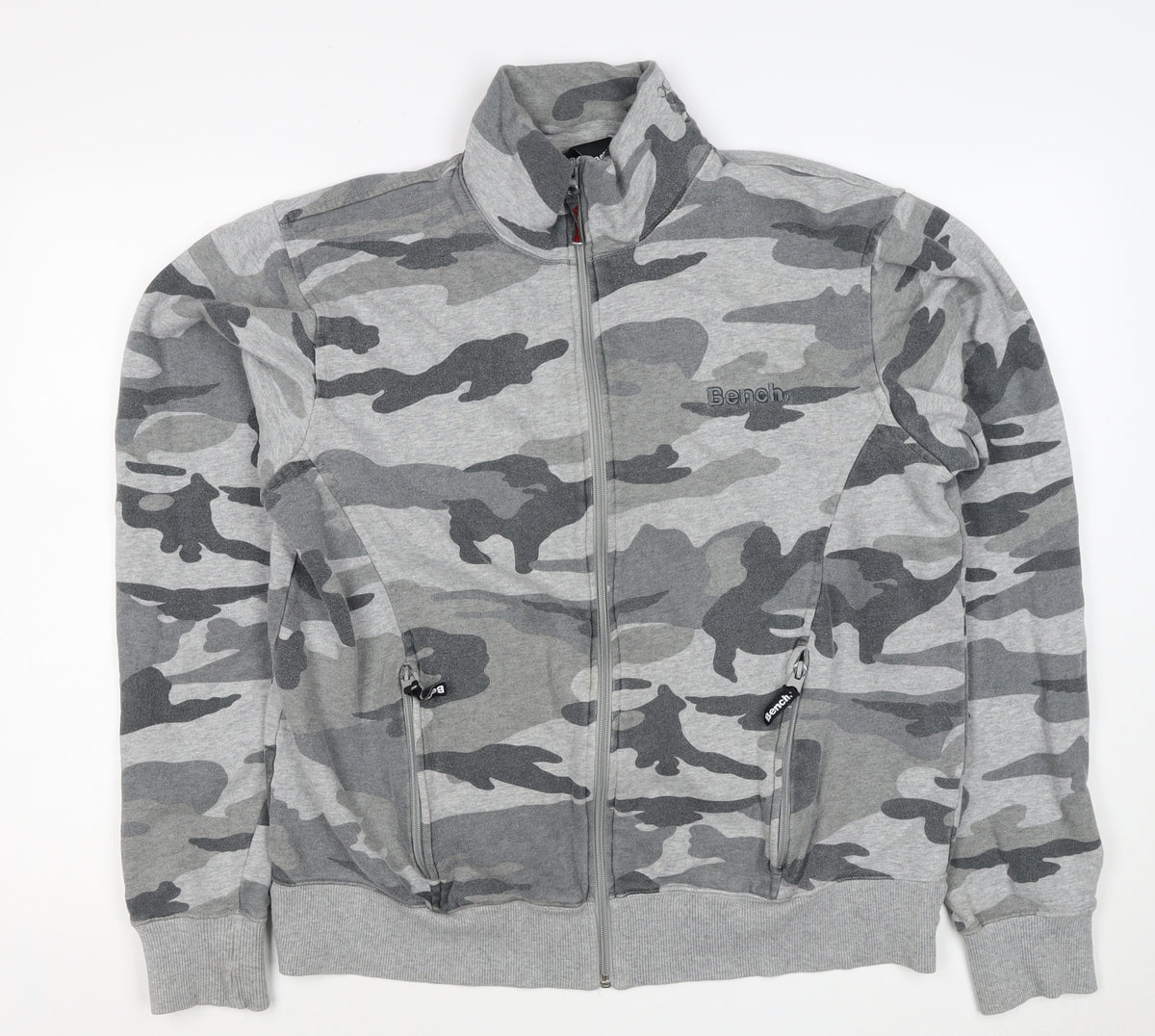Bench Men’s Grey Camo Full Zip High Neck Sweatshirt Size L