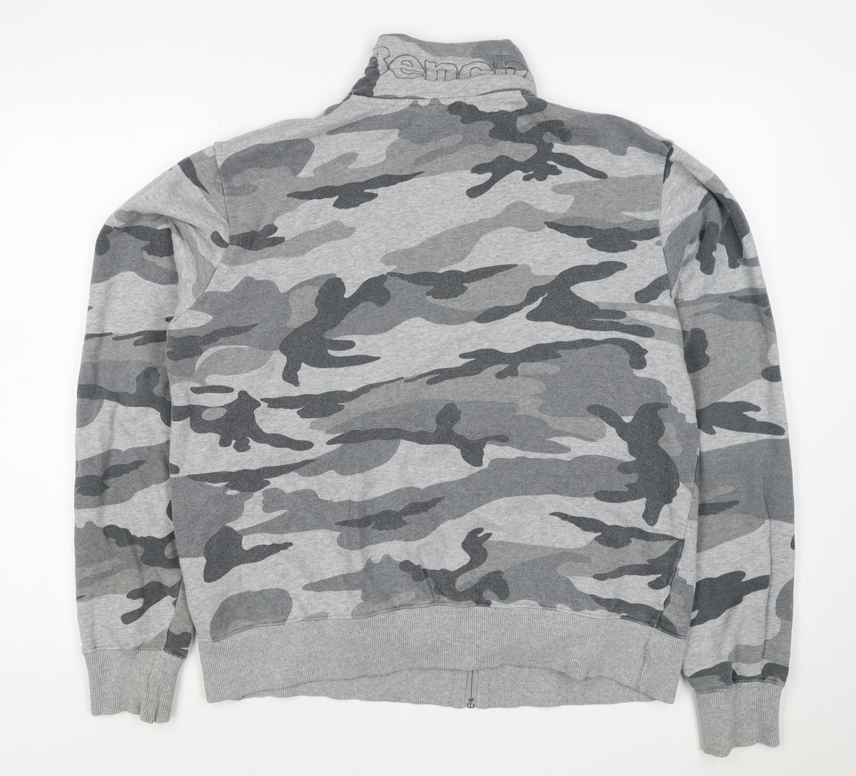 Bench Men’s Grey Camo Full Zip High Neck Sweatshirt Size L