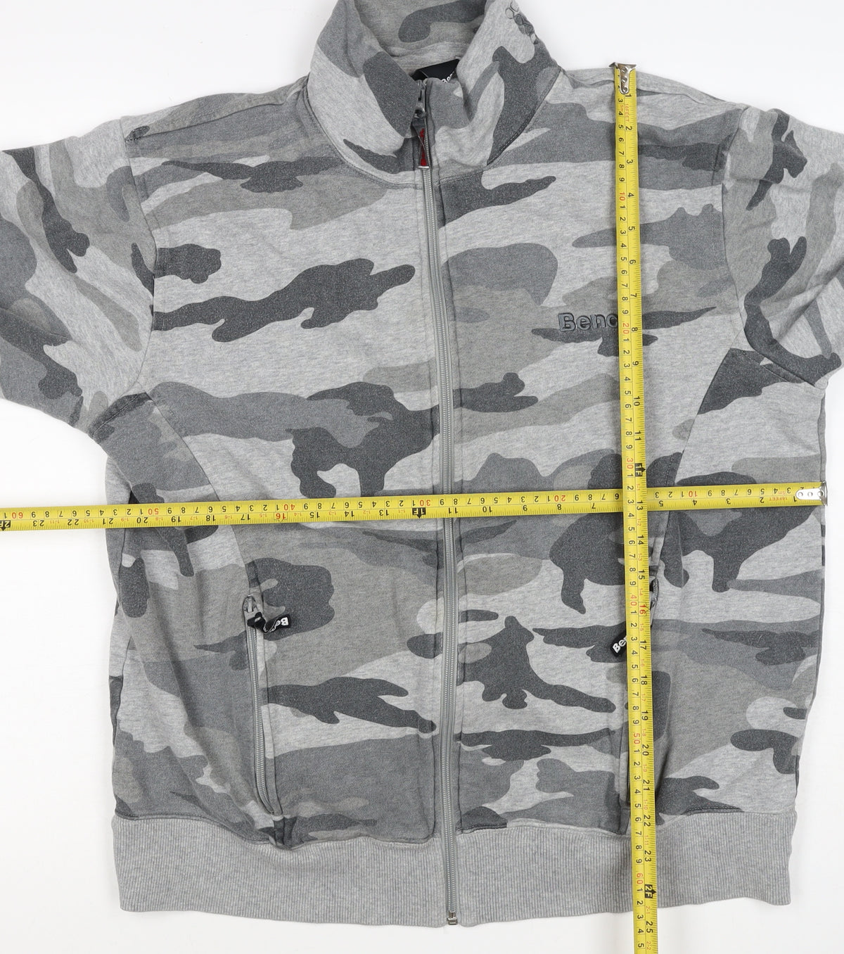 Bench Men’s Grey Camo Full Zip High Neck Sweatshirt Size L