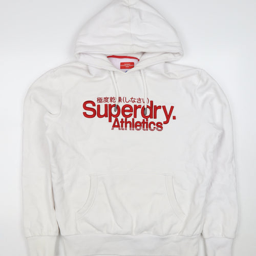 Superdry Men’s White XL Pullover Hoodie Red Athletics Logo Graphic