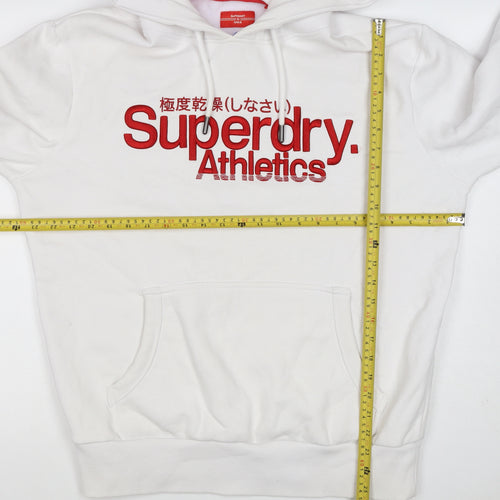 Superdry Men’s White XL Pullover Hoodie Red Athletics Logo Graphic