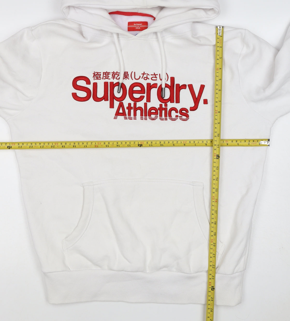 Superdry Men’s White XL Pullover Hoodie Red Athletics Logo Graphic