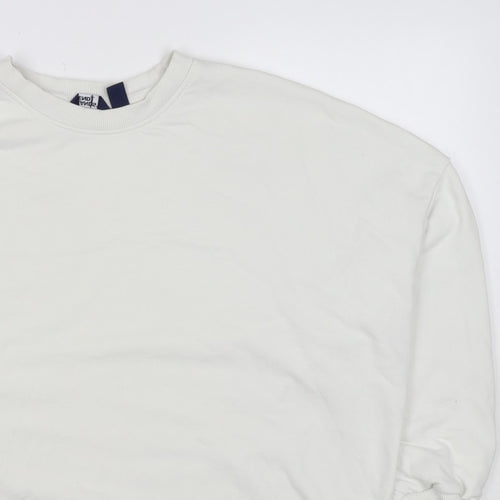 Lands' End Women's White XL Relaxed Crew Neck Pullover Sweatshirt