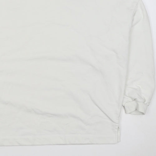 Lands' End Women's White XL Relaxed Crew Neck Pullover Sweatshirt