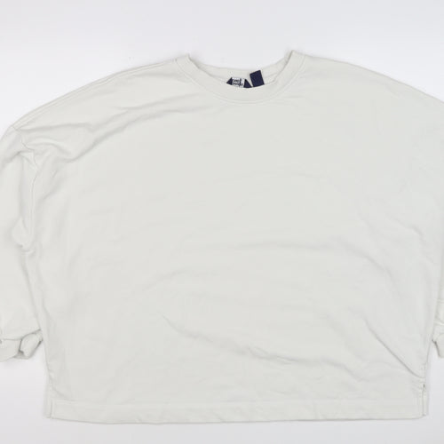 Lands' End Women's White XL Relaxed Crew Neck Pullover Sweatshirt