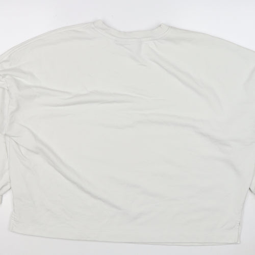 Lands' End Women's White XL Relaxed Crew Neck Pullover Sweatshirt