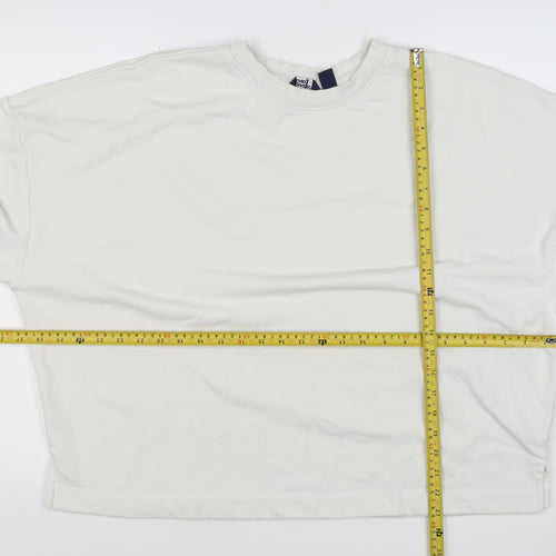 Lands' End Women's White XL Relaxed Crew Neck Pullover Sweatshirt