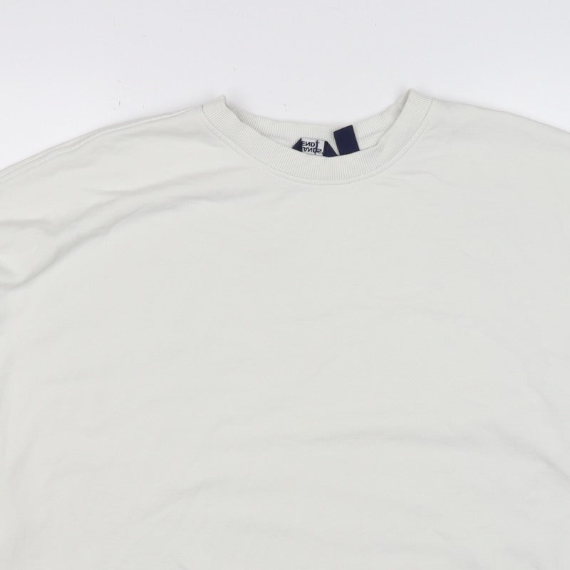 Lands' End Women's White XL Relaxed Crew Neck Pullover Sweatshirt